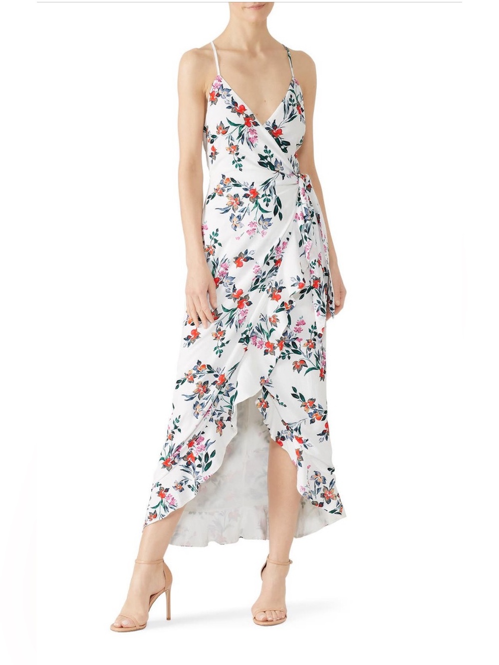 The Jetset Diaries~White Floral High-Low Wrap Dress~Sz S~$255~